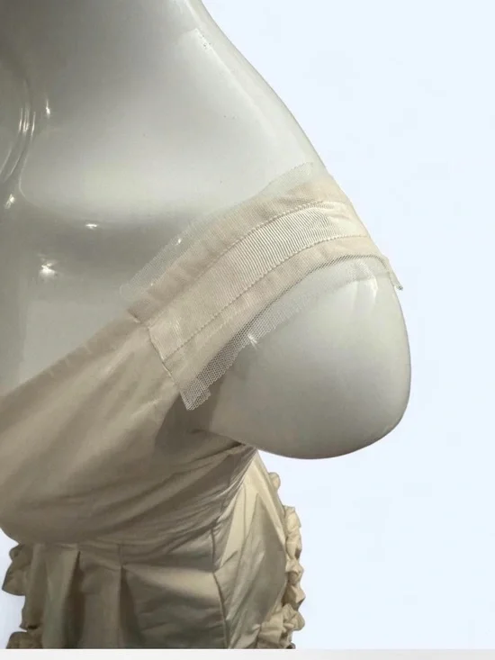 BCBG Maxazria Cream Woven Taffeta Ruffle Mini Dress-Size 2 - Picture 4 of 4